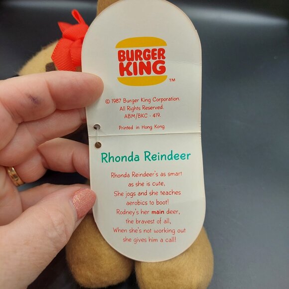4 Vintage 1980s Hallmark Burger King Reindeer Randy Rodney Rhonda Ramona Plush - Picture 4 of 10